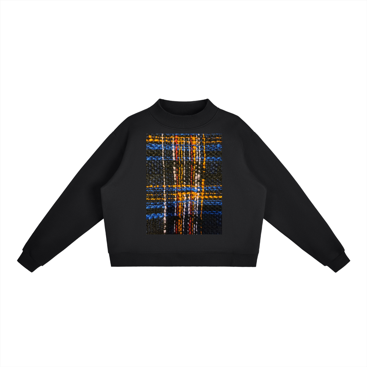 Midnight Weave Essential Fleece Mock-Neck Crew Sweatshirt