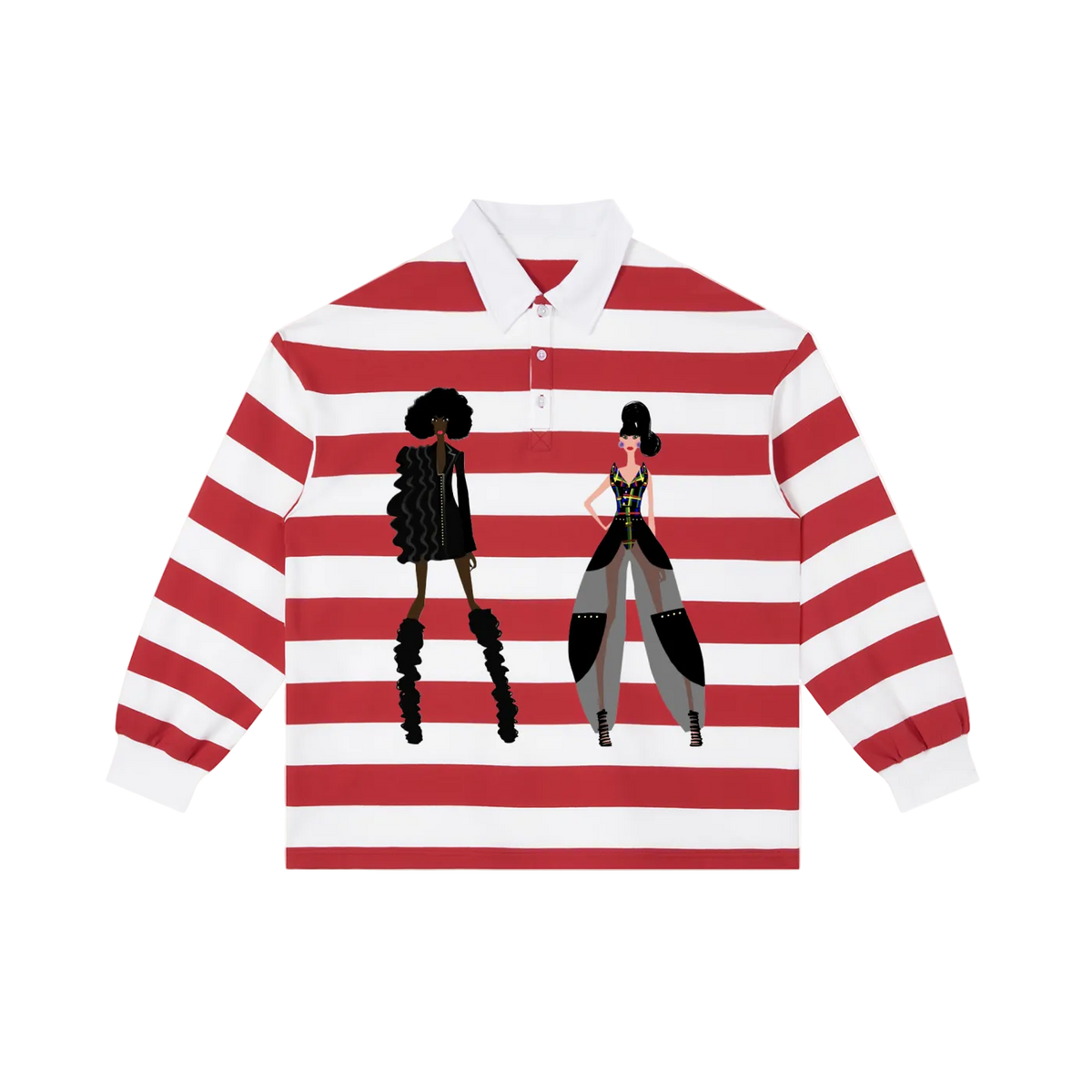 Fashion Duo Color Black Stripe Polo