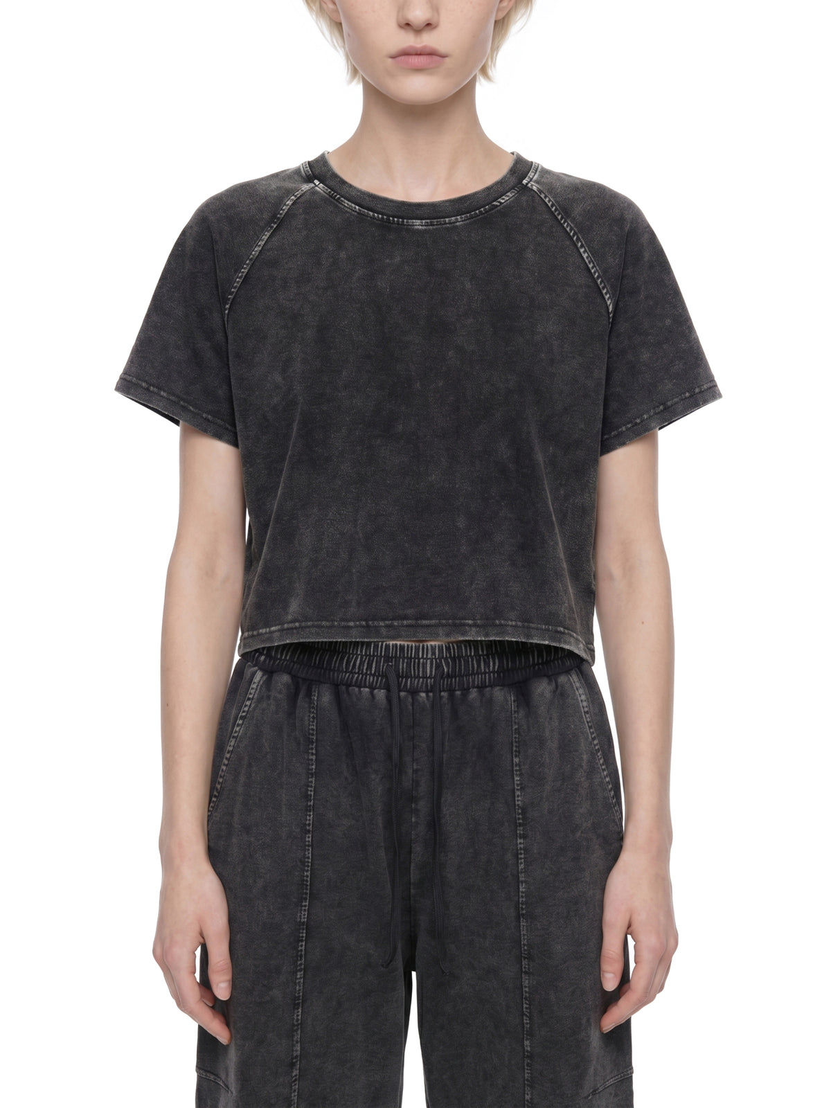 The Runway Collective Mineral Wash Raglan Crop T-Shirt