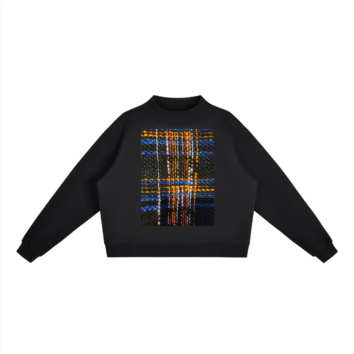 Midnight Weave Essential Fleece Mock-Neck Crew Sweatshirt