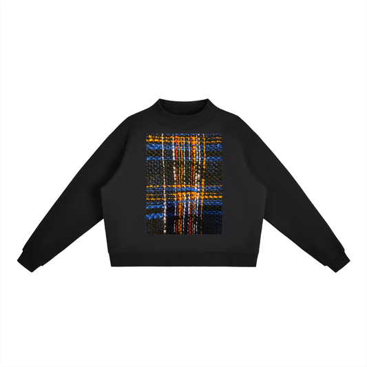 Midnight Weave Essential Fleece Mock-Neck Crew Sweatshirt