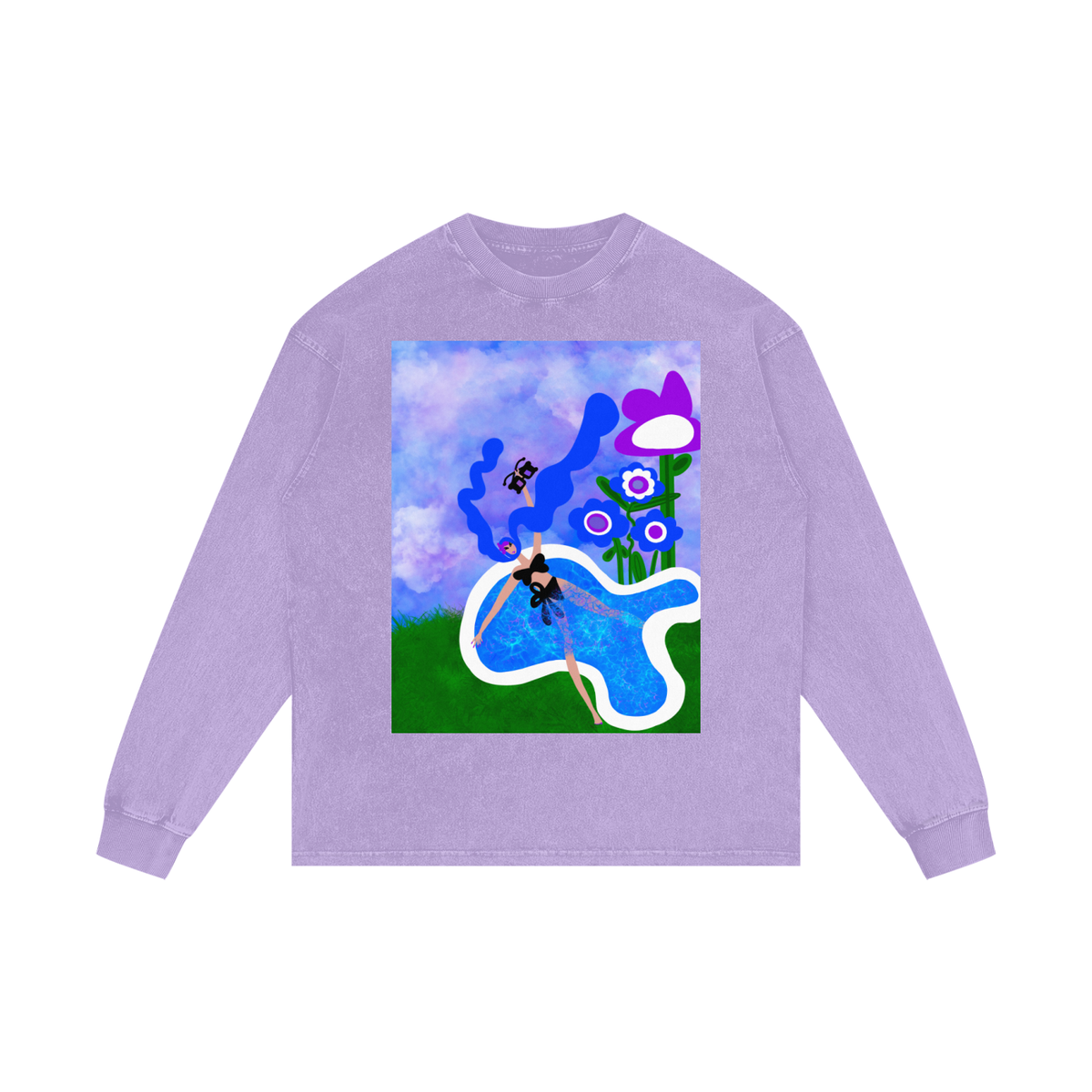 Ashley Acid Wash Oversize Cotton Long Sleeve Tee