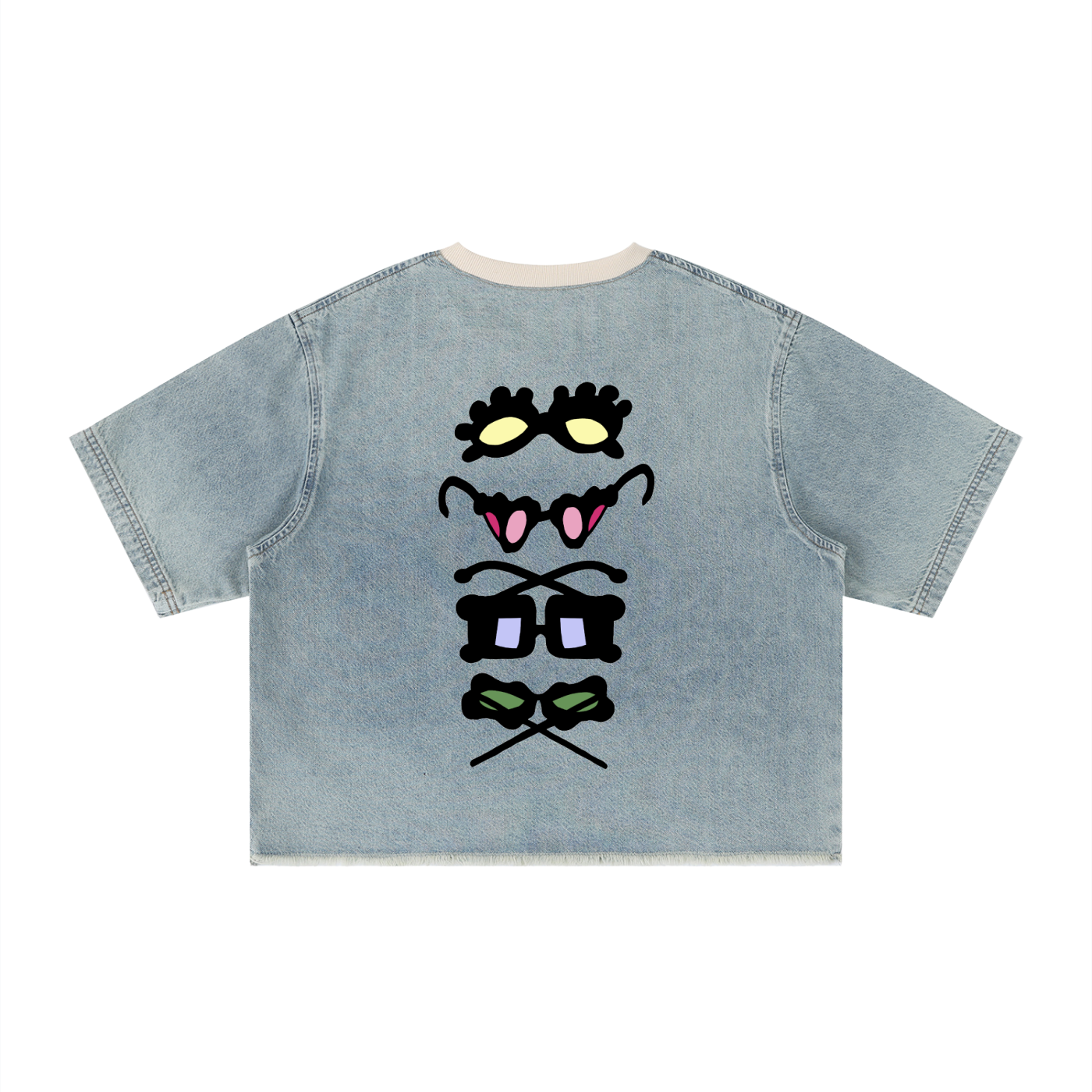 Jade Vintage Wash Boxy Raw Hem Denim T-Shirt
