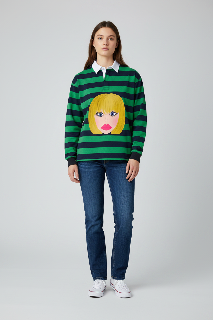 Color Block Stripe Polo Shirt