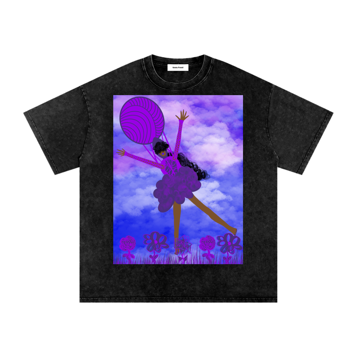 Up and Away Snow Washed Oversized Cotton T-Shirt