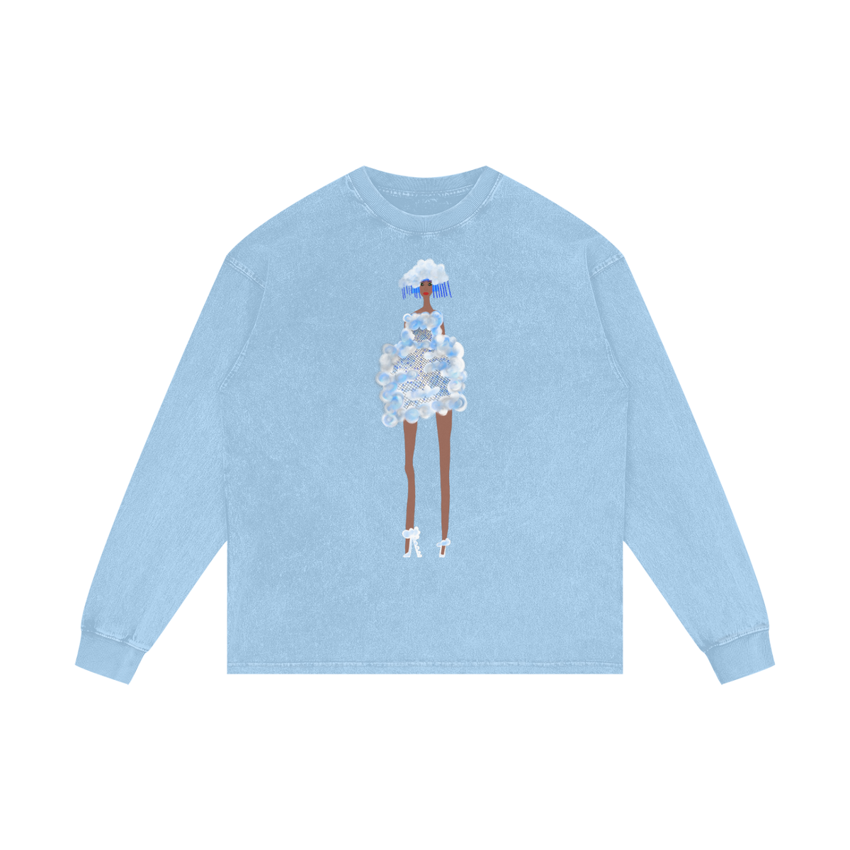 Cloud Couture Acid Wash Oversize Long Sleeve Cotton T-Shirt