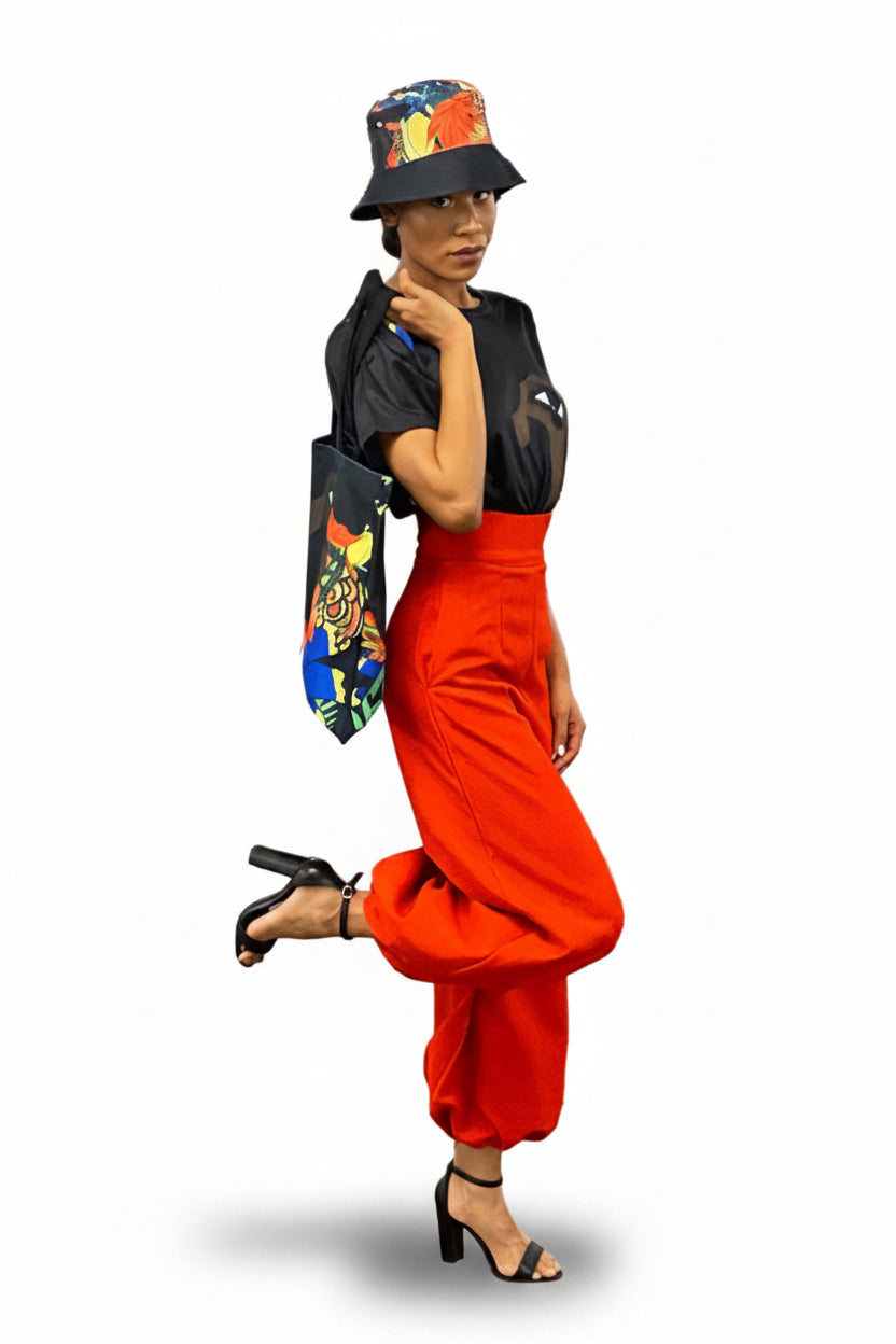 High Waist Jacquard Balloon Pants