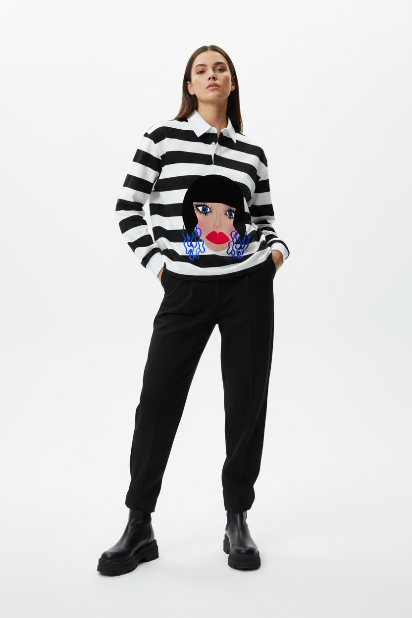 Gia Color Block Stripe Polo Shirt