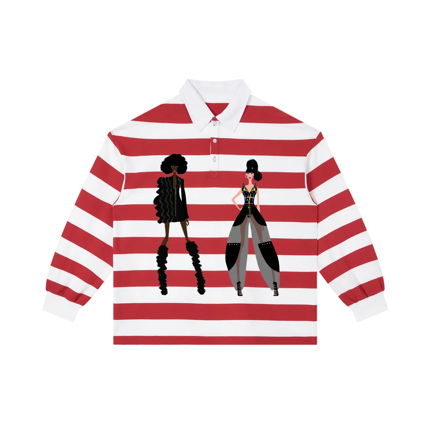 Fashion Duo Color Black Stripe Polo