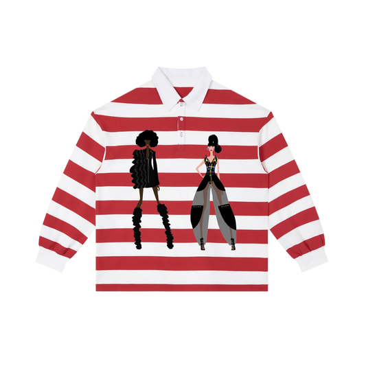 Fashion Duo Color Black Stripe Polo