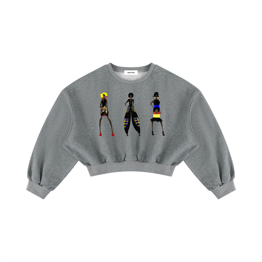 Style Society Women's Boxy Cropped Crewneck Sweatshirt