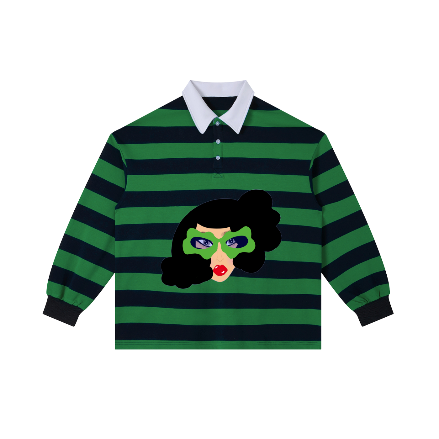 Jade Color Block Stripe Polo Shirt