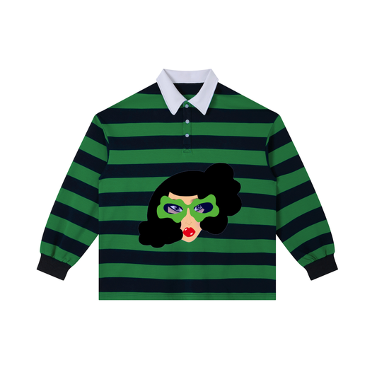 Jade Color Block Stripe Polo Shirt