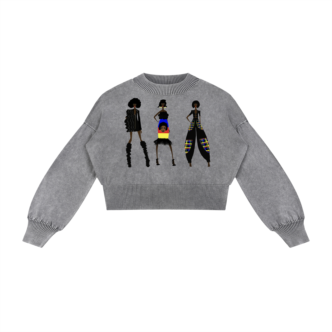 Style Society Mineral Wash Balloon Sleeve Cropped Sweater