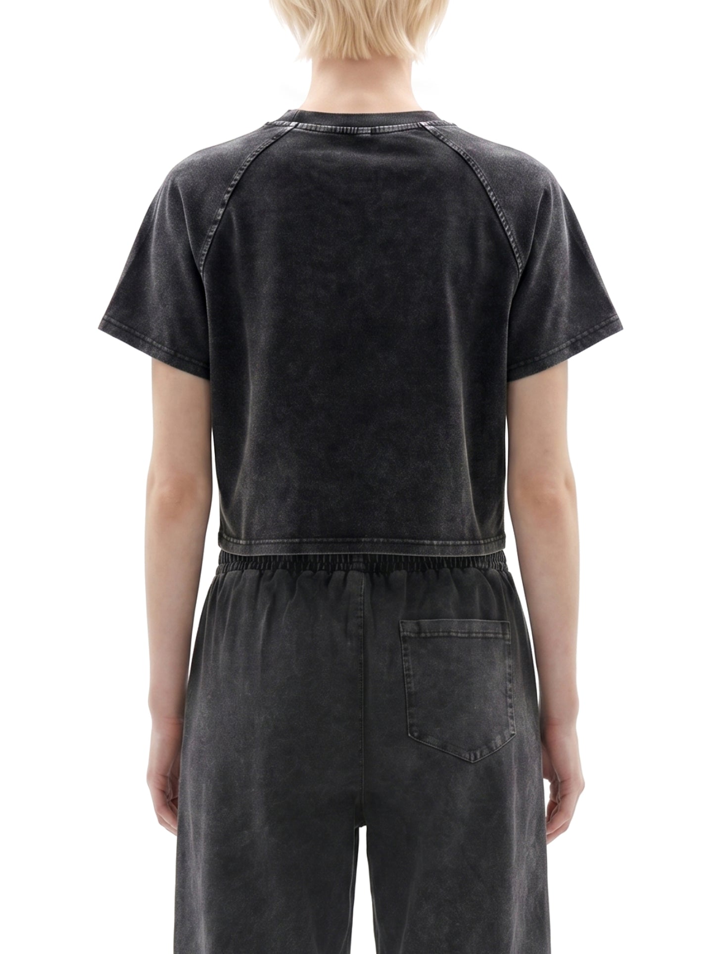 The Runway Collective Mineral Wash Raglan Crop T-Shirt